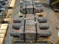 Metal prepped for crankshaft forging at Great Lakes Forge in Michigan