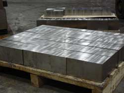 Stainless steel blocks ready for forging at Great Lakes Forge