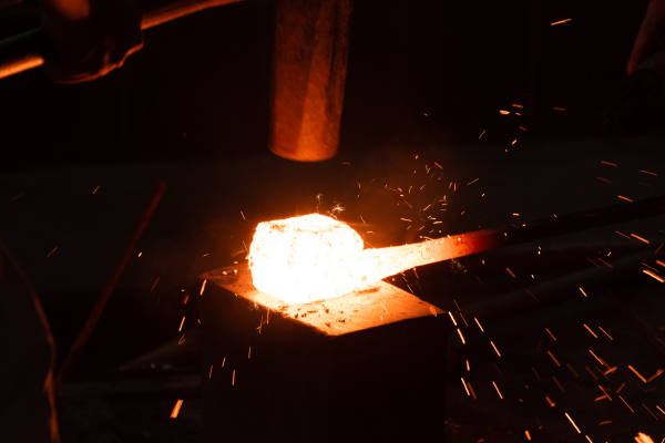 Open die forging process Open die forging process with heated material